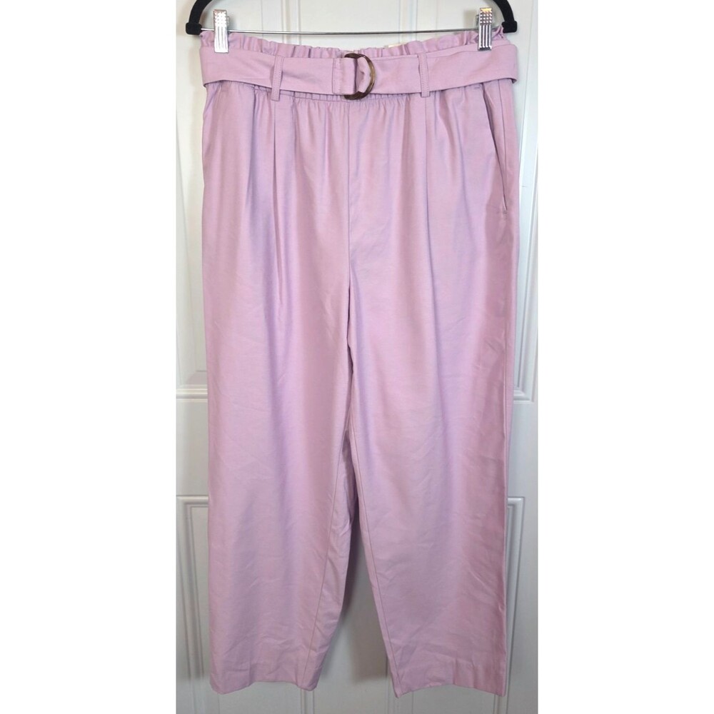 NWT Ann Taylor High-Rise Paperbag Waist Tapered Ankle Leg Pants Size L